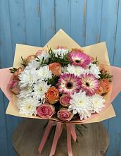 Букет цветов из:  Розы, Герберы и Хризантемы #REPLACE_PRED# Таштыпе