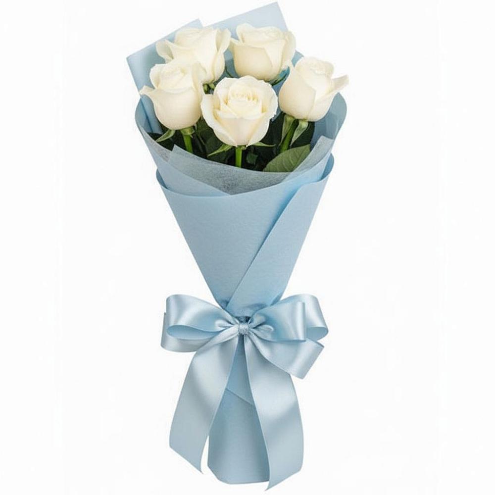 Букет 5 Белых роз Проуд в Таштыпе