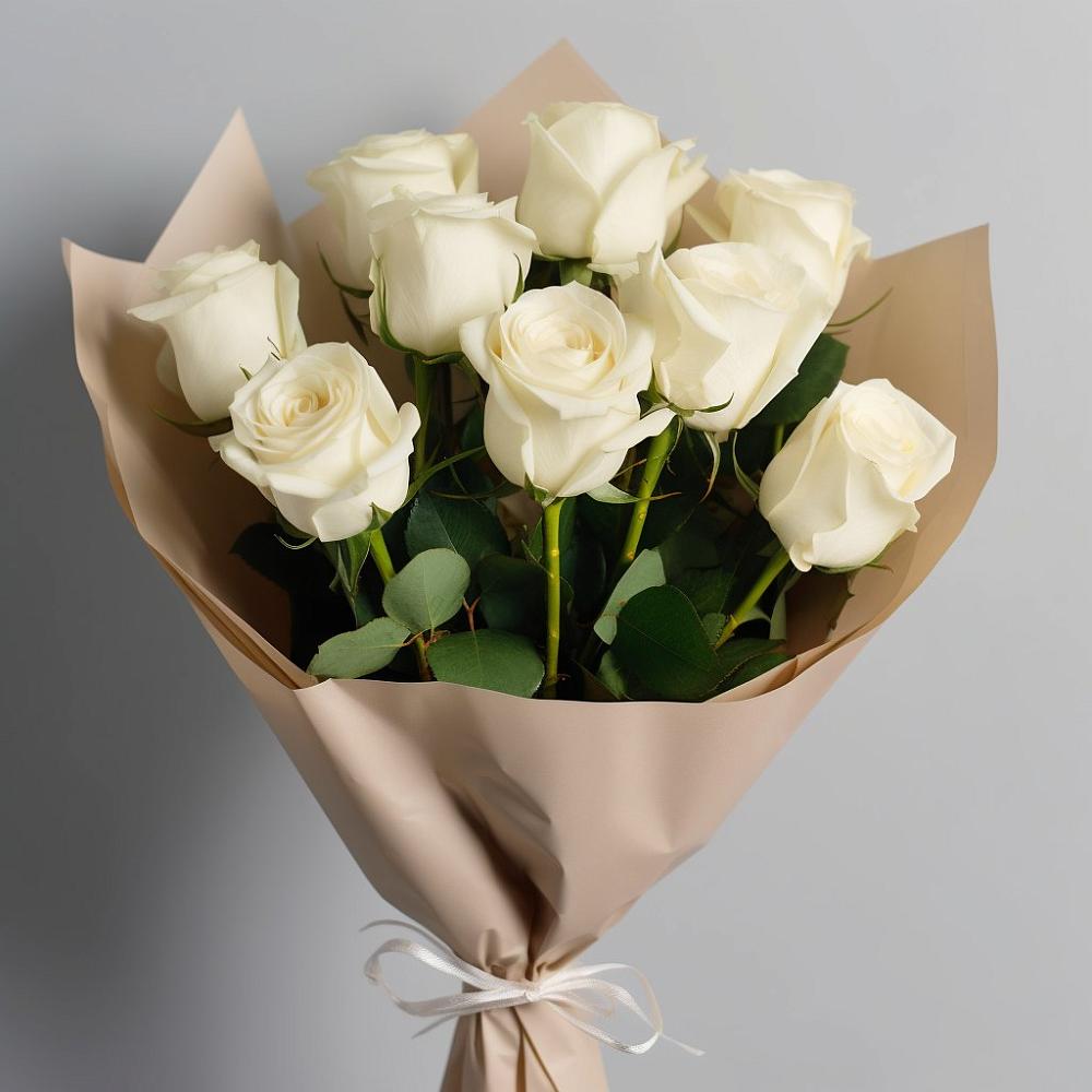 Букет 9 Белых роз Эдлесс Лав в Таштыпе