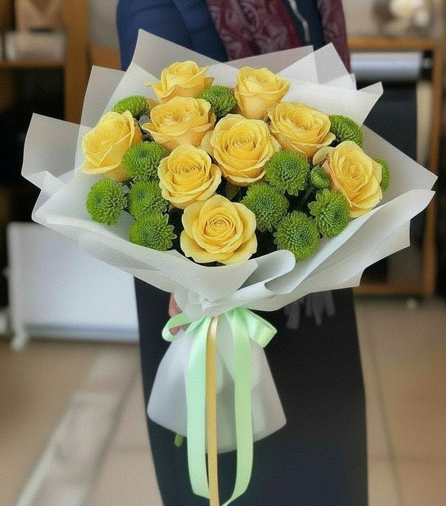 Букет цветов из: Хризантемы и Розы в Таштыпе