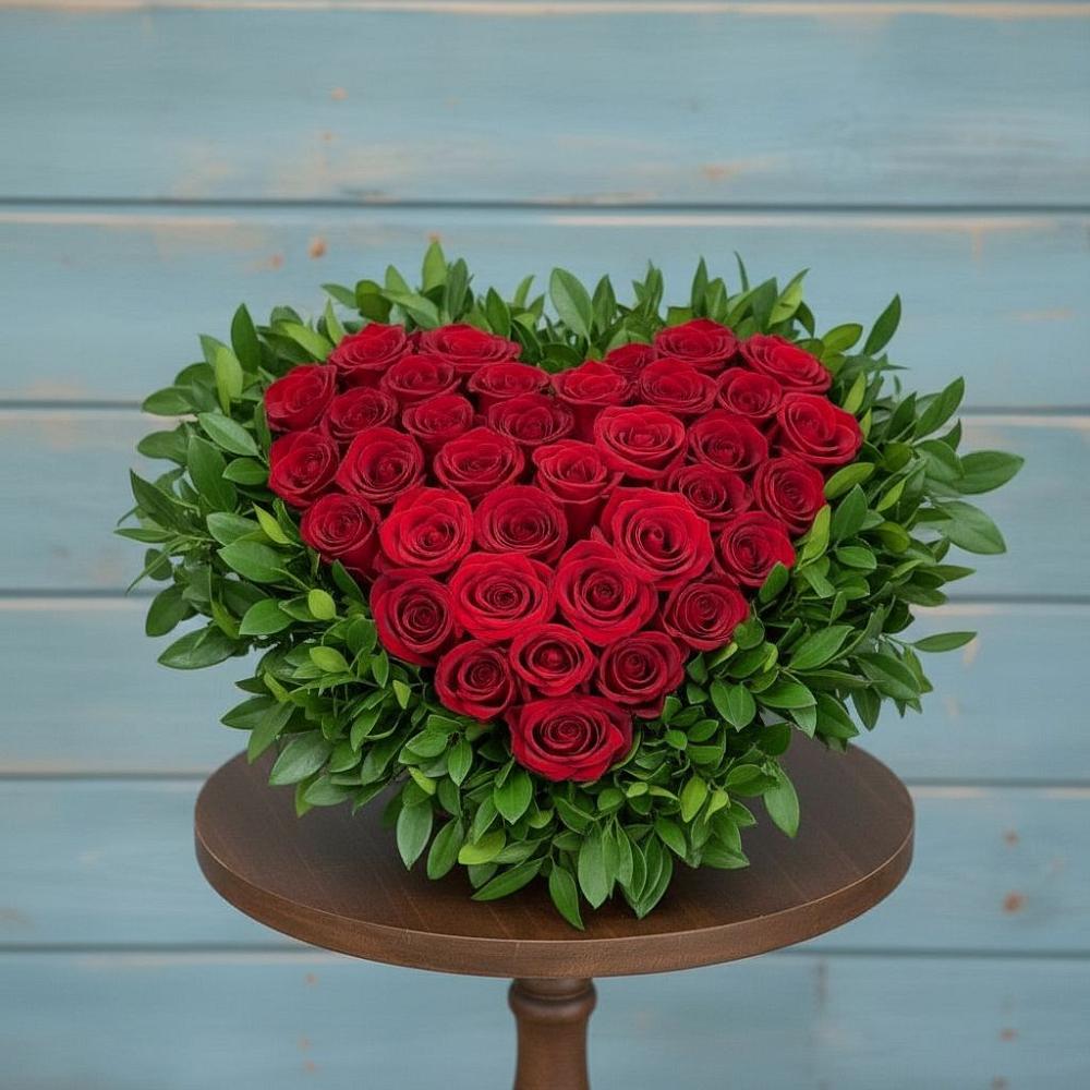 Цветочная композиция из Розы в виде сердца в Таштыпе