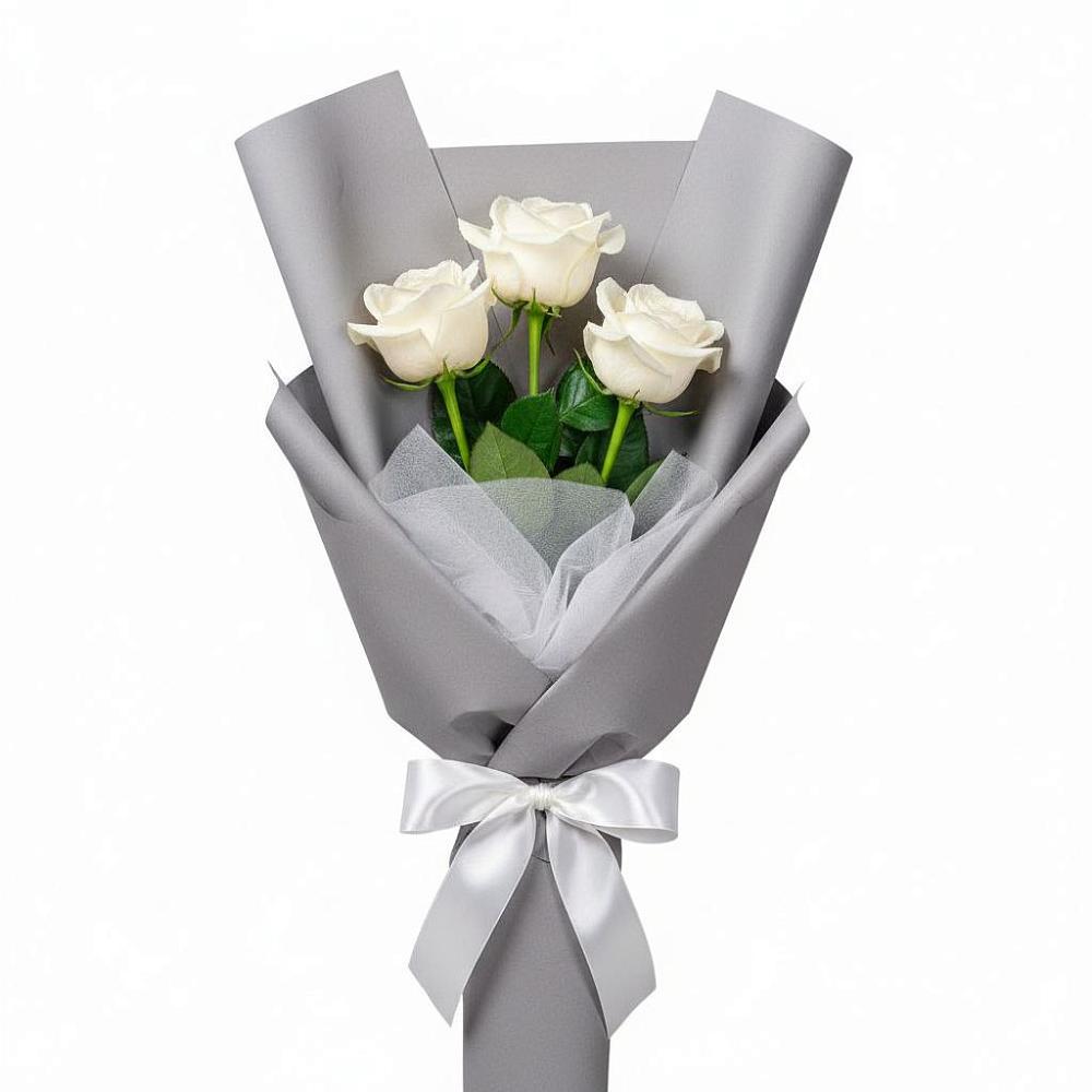 Букет 3 белые розы в Таштыпе