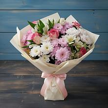 Букет цветов из:  Хризантемы, Альстромерии и Розы в Таштыпе