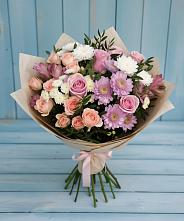 Букет цветов из:  Хризантемы, Розы и Альстромерии в Таштыпе
