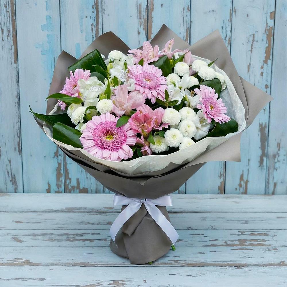 Букет цветов из: Герберы, Альстромерии и Хризантемы в Таштыпе