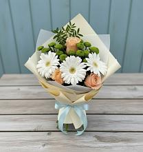 Букет цветов из:  Герберы, Розы и Хризантемы в Таштыпе